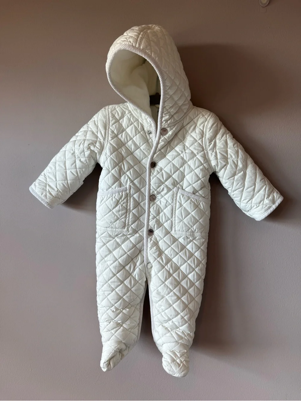 Ralph Lauren Diamond Quilted Puffer Footed Fleece Lined Pram Bunting 6 months